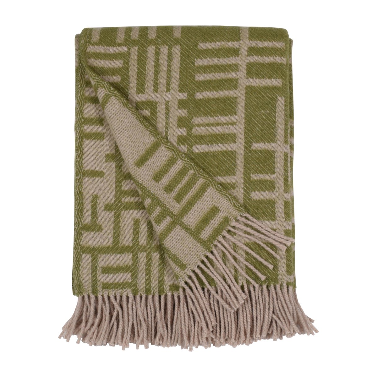 Almedahls Pickepin pledd 130×170 cm Mosegrønn-beige