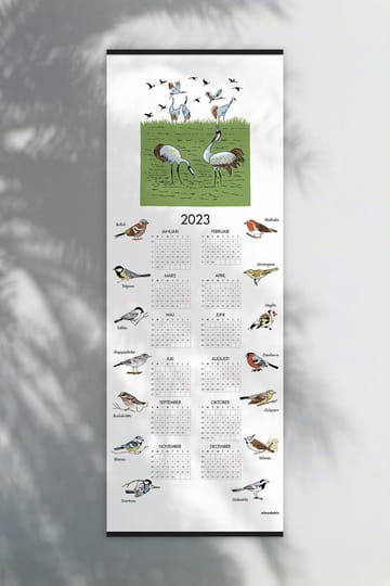 Svenske fugler kalender 2023 - 35 x 90 cm - Almedahls