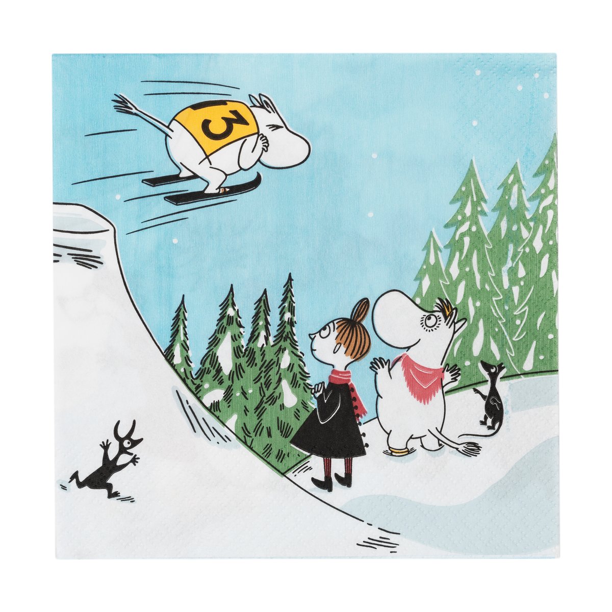 Arabia Moomin serviett 33×33 cm Ski jumping