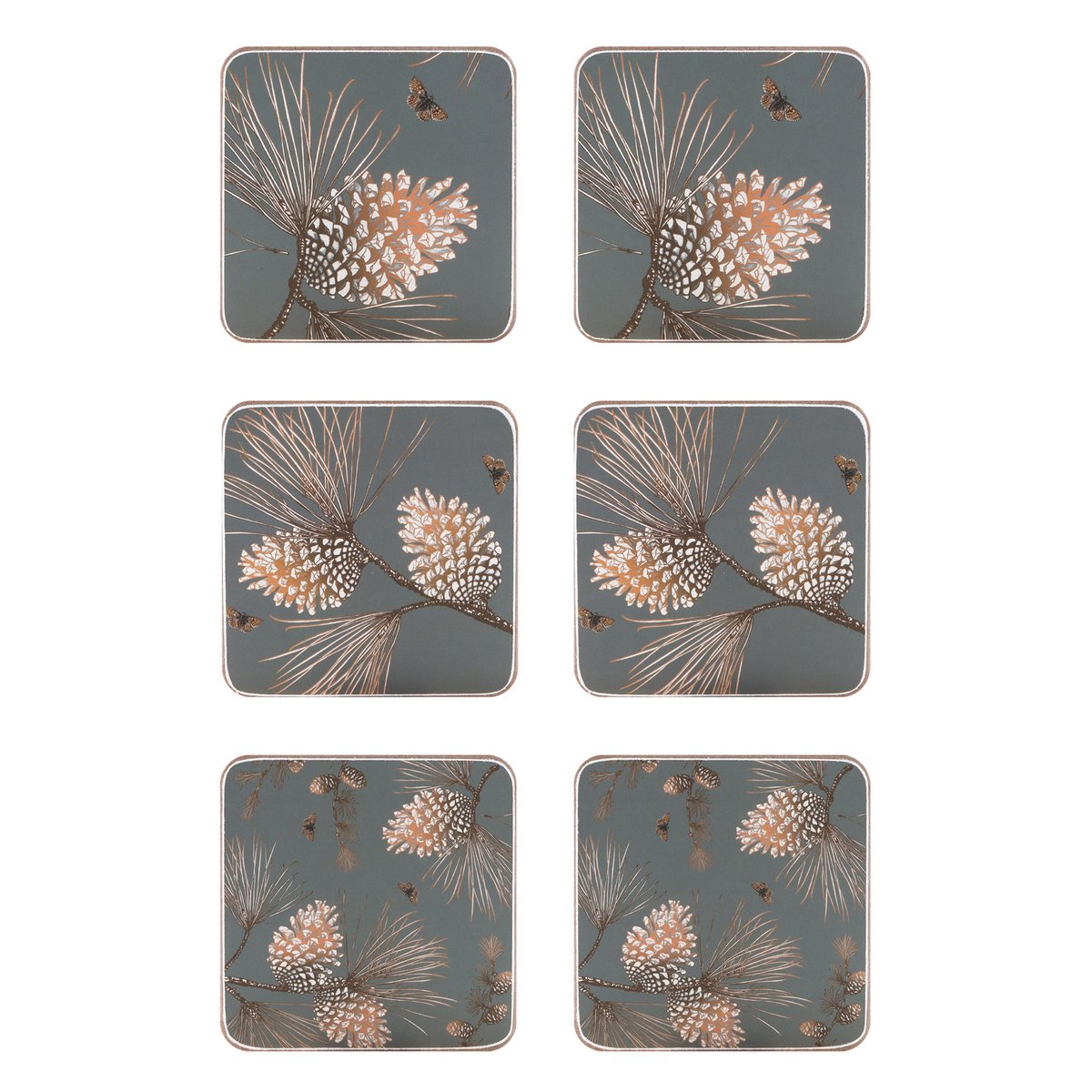 Åry Home Pine Cone glassunderlag 6-pakn. Moss grey