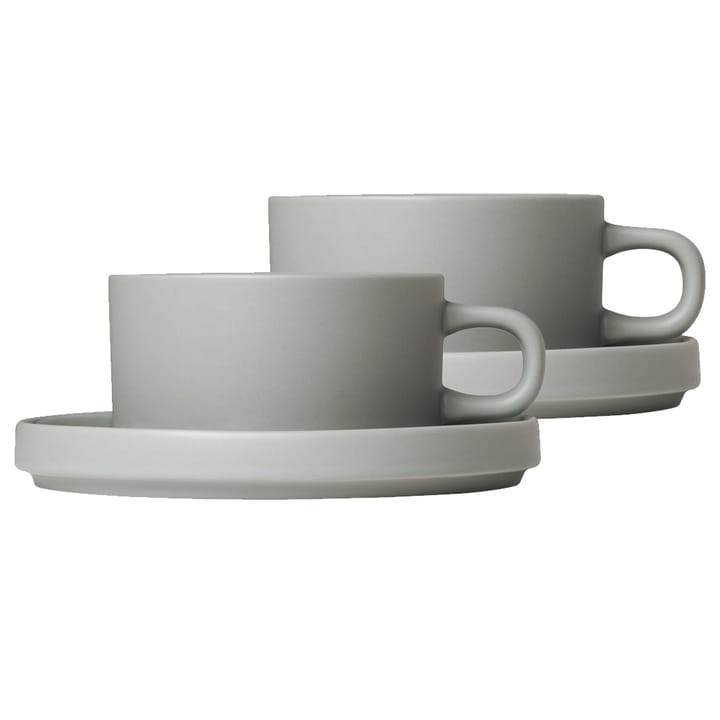 Pilar tekopp med fat 2-stk. - Mirage grey - Blomus