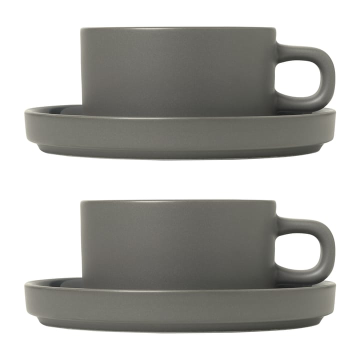 Pilar tekopp med fat 2-stk. - Pewter - Blomus