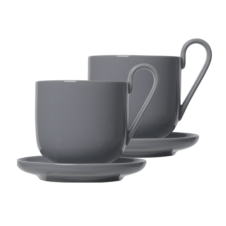 Ro kaffekopp med fat 2-pakning - Sharkskin - Blomus