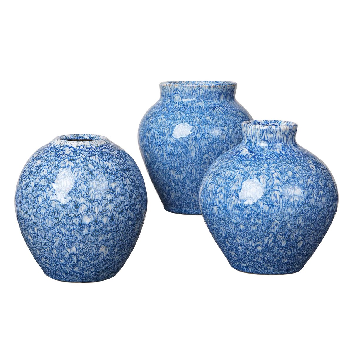 Broste Copenhagen Ingrid keramikvase 14,5 cm 3-stk. Insignia blue-white