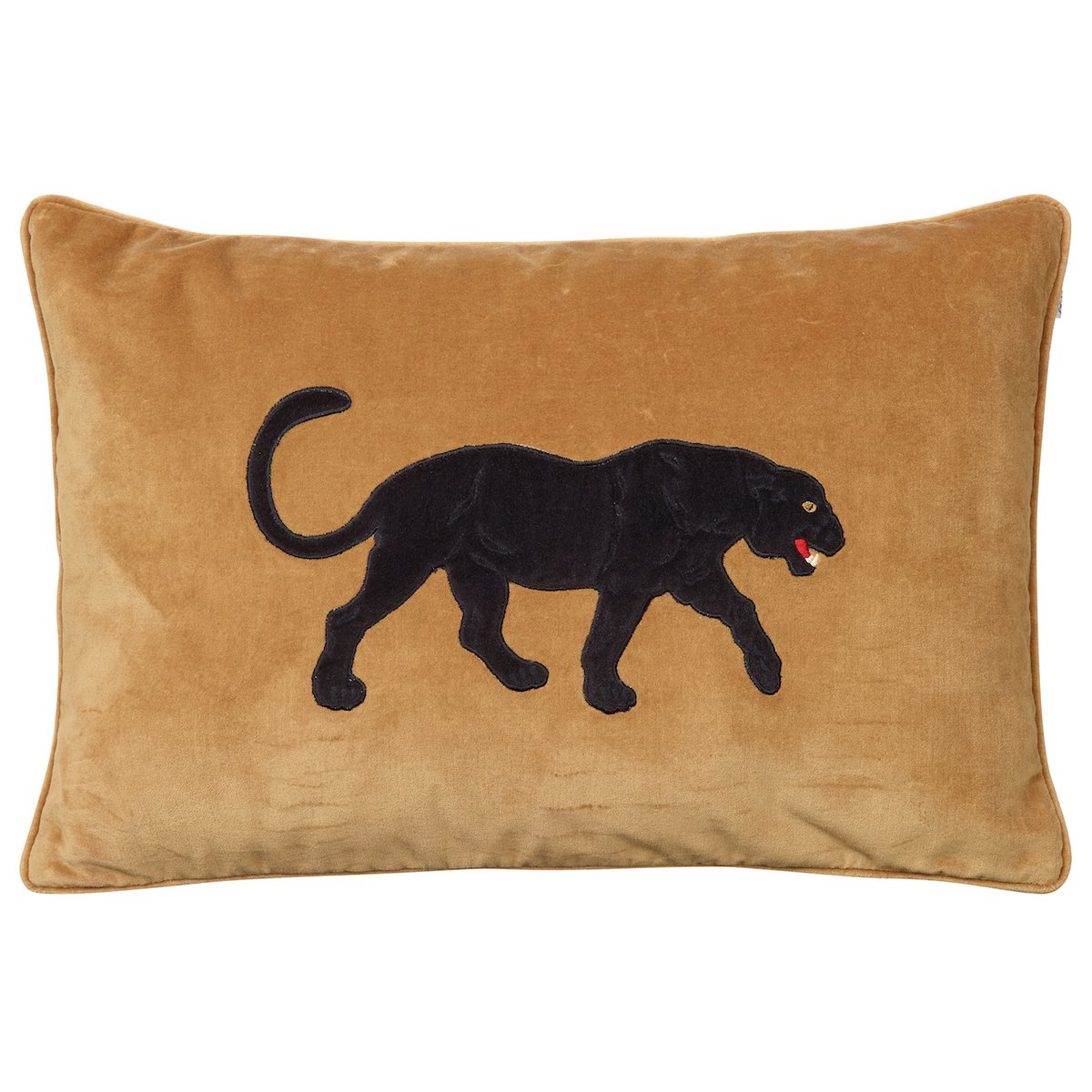 Chhatwal & Jonsson Embroidered Black Panther putevar 40×60 cm Masala yellow