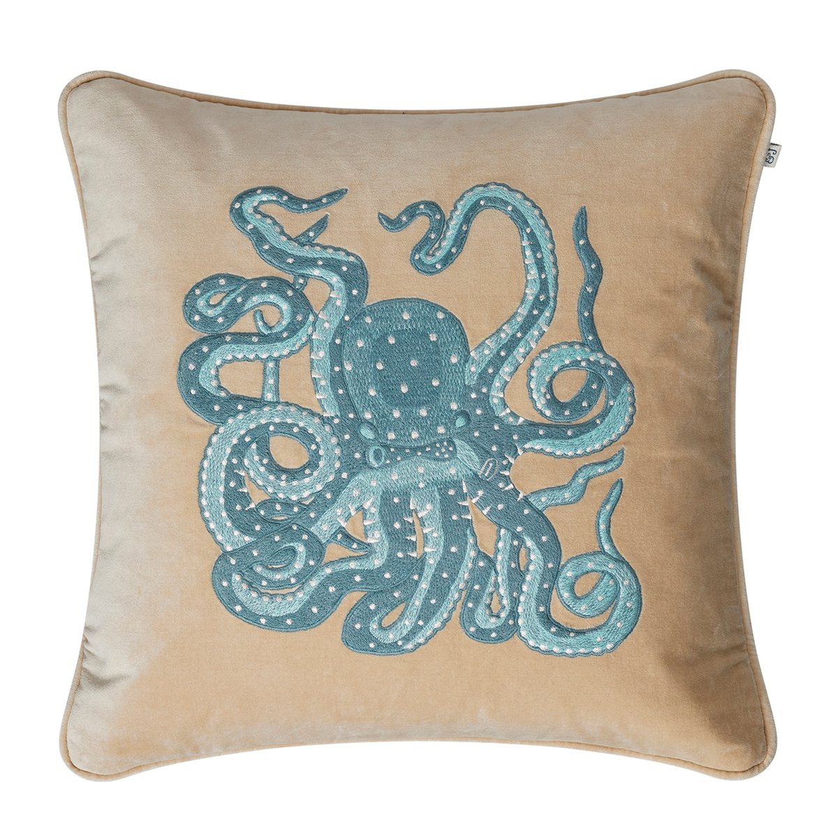 Chhatwal & Jonsson Embroidered Octopus putetrekk 50×50 cm Beige-aqua