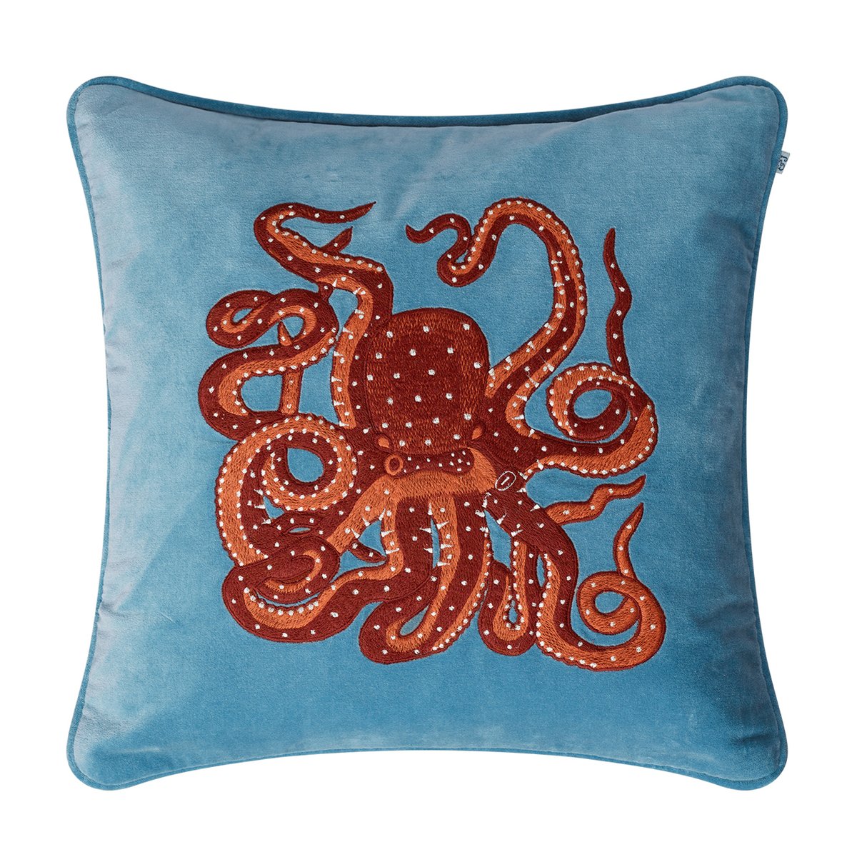 Chhatwal & Jonsson Embroidered Octopus putetrekk 50×50 cm Heaven blue-oransje-rose