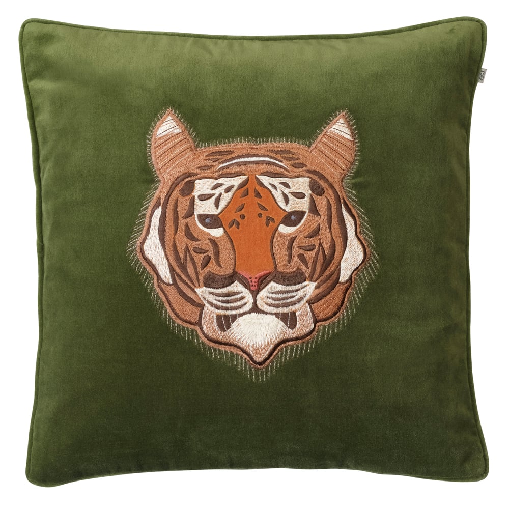 Chhatwal & Jonsson Embroidered Tiger putevar 50×50 cm Cactus green