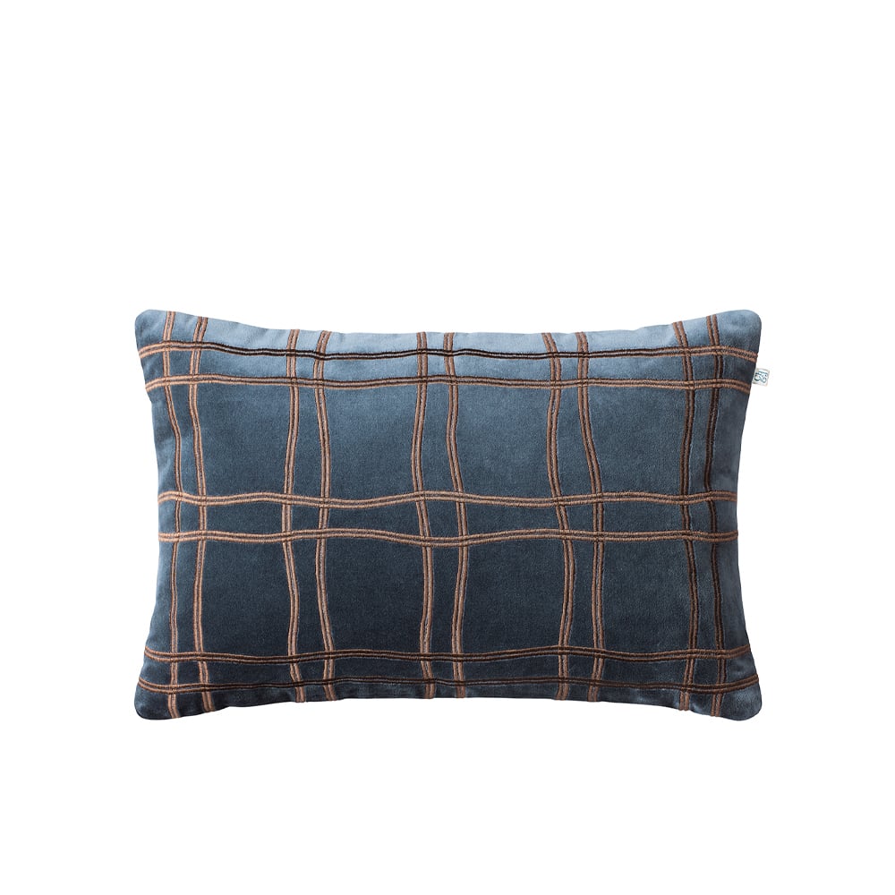 Chhatwal & Jonsson Tattersall putetrekk sea blue/cognac 60 x 40 cm