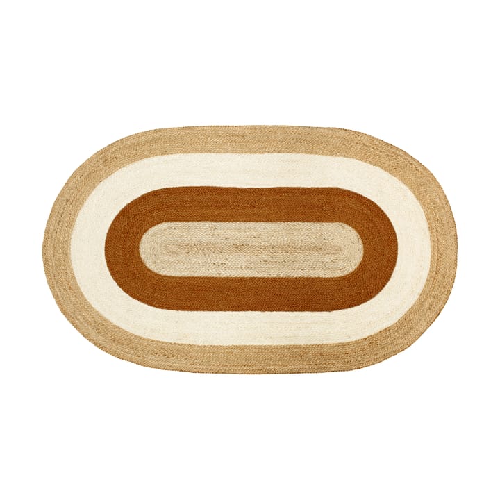 Elin striped oval juteteppe 92 x 150 cm - Brick - Dixie