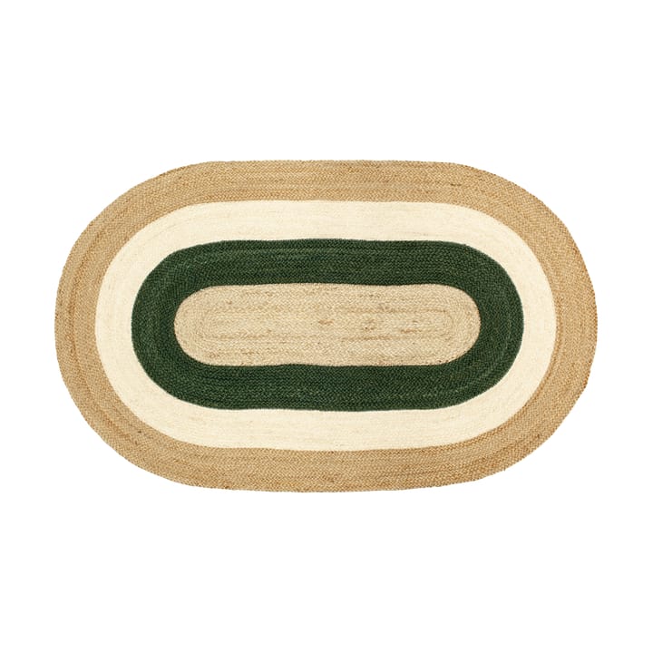 Elin striped oval juteteppe 92 x 150 cm, Green Dixie