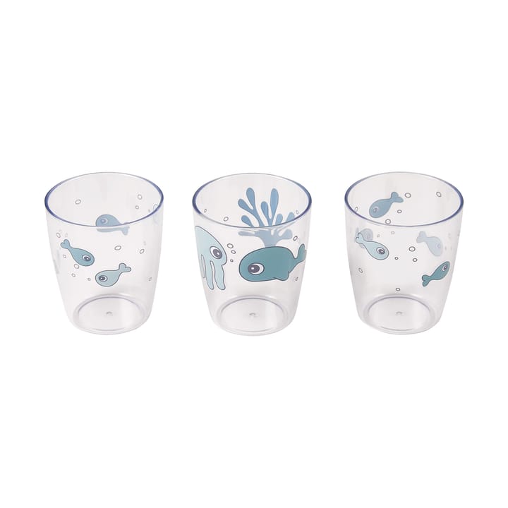 Sea friends yummy miniglass 3-pk 12 cl - Blue - Done by deer