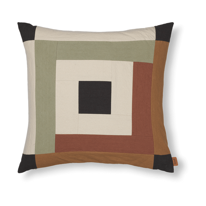 Border patchwork putetrekk 50x50 cm, Dark sage-red brown ferm LIVING