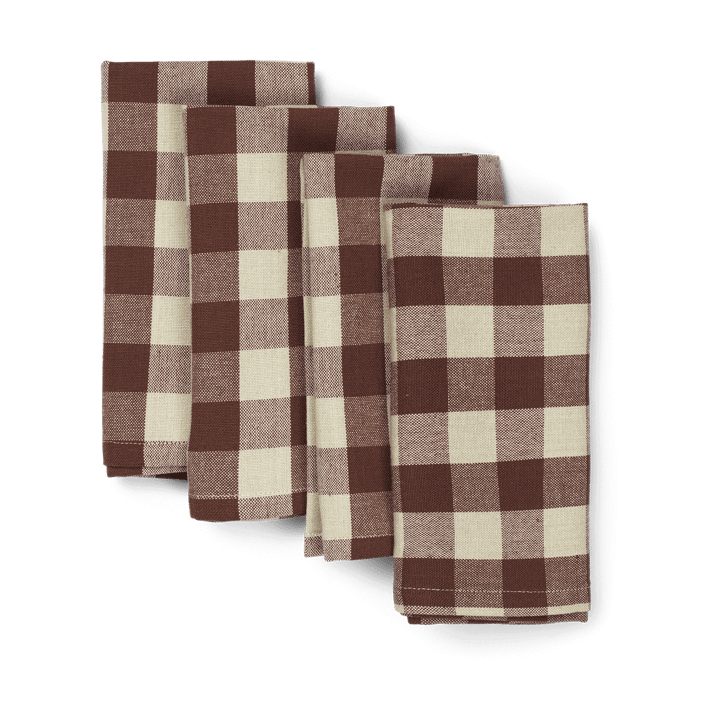 Bothy Check bomullserviett 40x40 cm 4-stk. - Cinnamon-grey green - Ferm LIVING