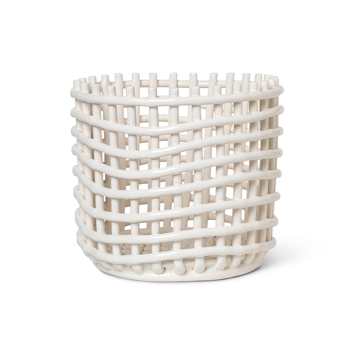 ferm LIVING Ceramic flettet kurv Ø23,5 cm Off white