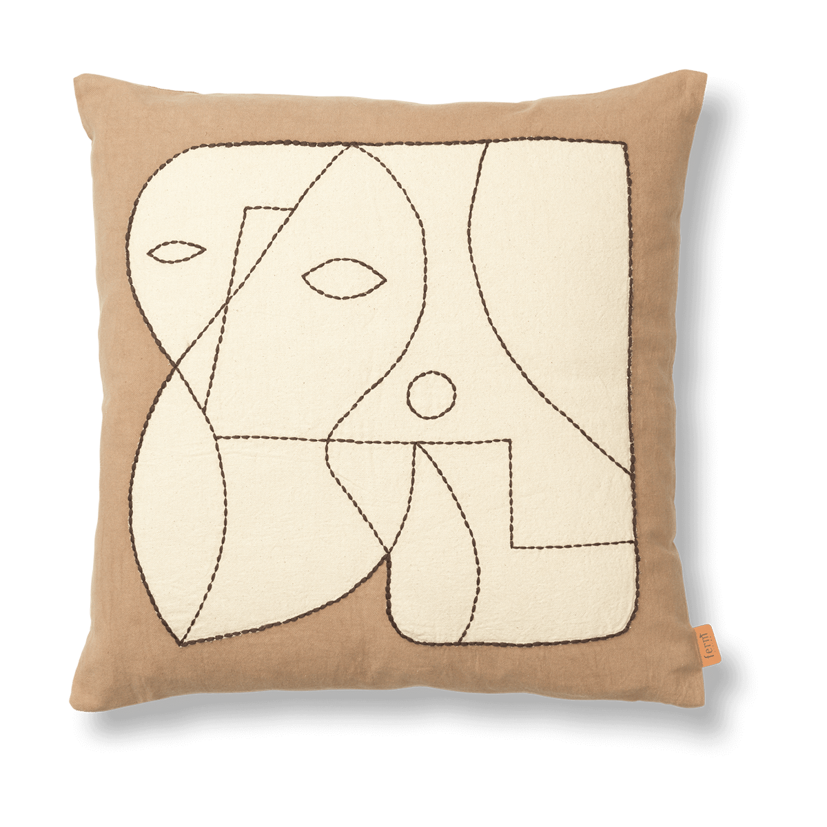 ferm LIVING Figure putetrekk 50 x 50 cm Dark Taupe-Off-white