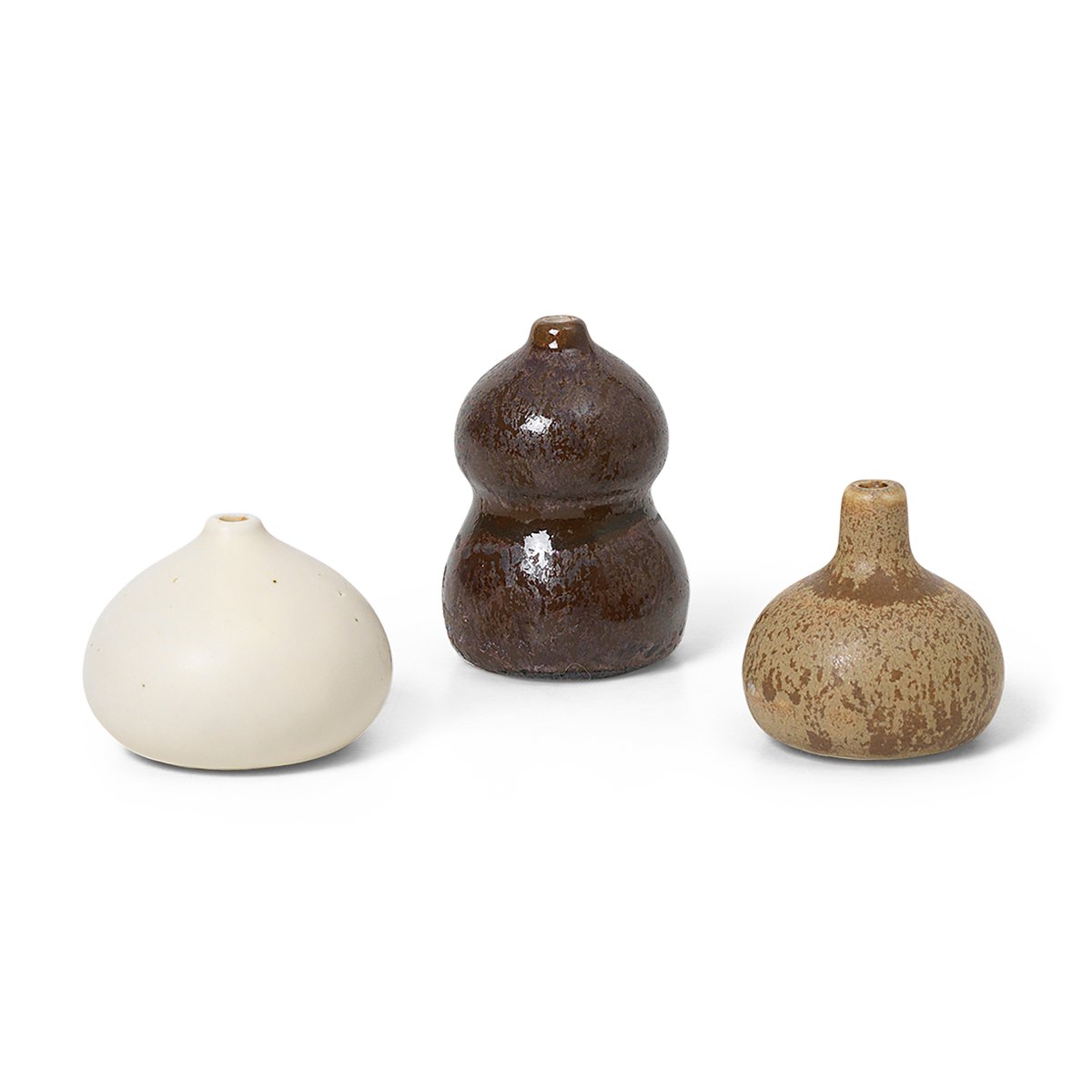 ferm LIVING Komo vase mini sett med 3 Brown-white