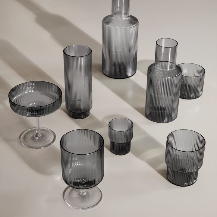 Ripple long drink glass 4-pakk, Smoked grey ferm LIVING