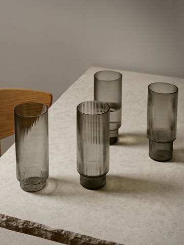 Ripple long drink glass 4-pakk - Smoked grey - ferm LIVING