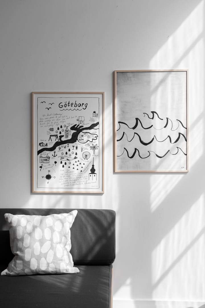 Wave plakat 50 x 70 cm, Svart-hvit Fine Little Day