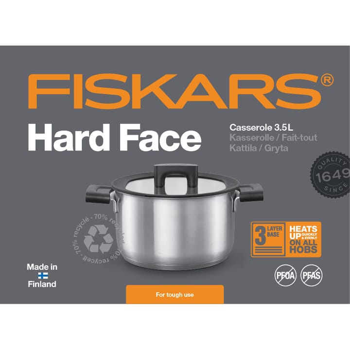 Hard Face Steel gryte med lokk, 3,5 L Fiskars