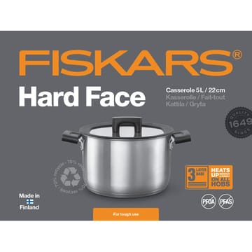 Hard Face Steel gryte med lokk - 5 L - Fiskars