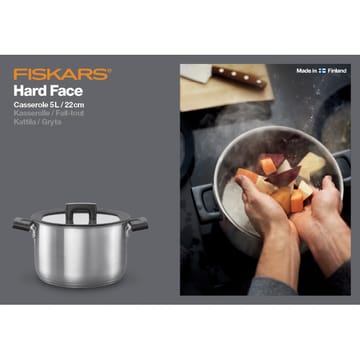 Hard Face Steel gryte med lokk - 5 L - Fiskars