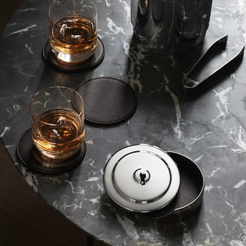 Manhattan glassunderlag 4-stk. - Brunt lær - Georg Jensen