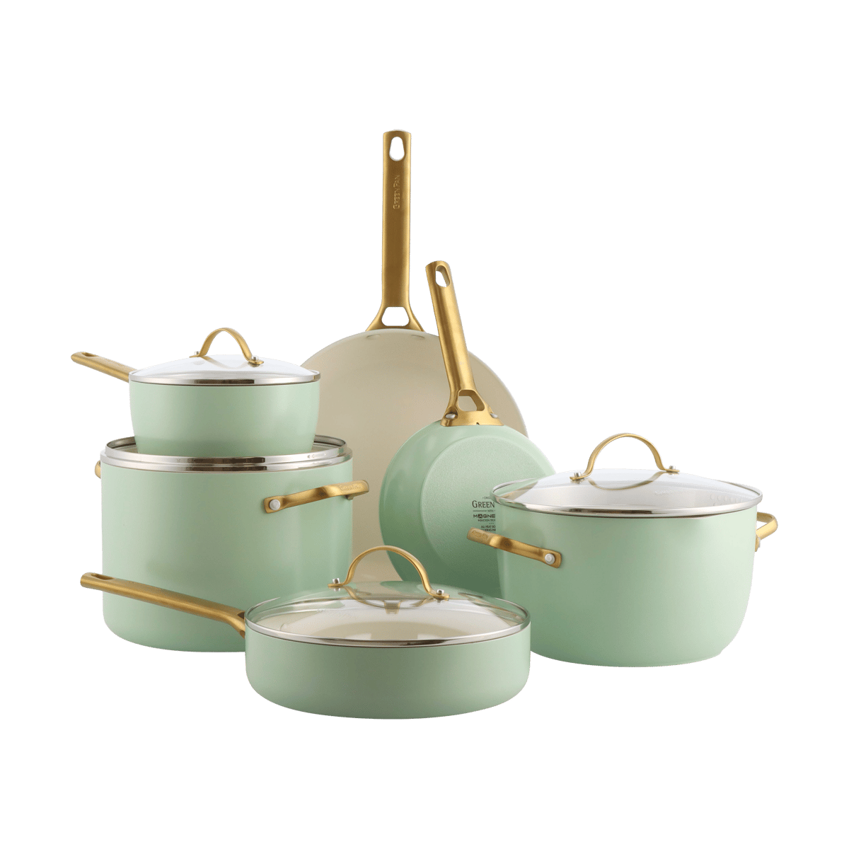 GreenPan Padova gryte- og stekepannesett 10 deler Mint green