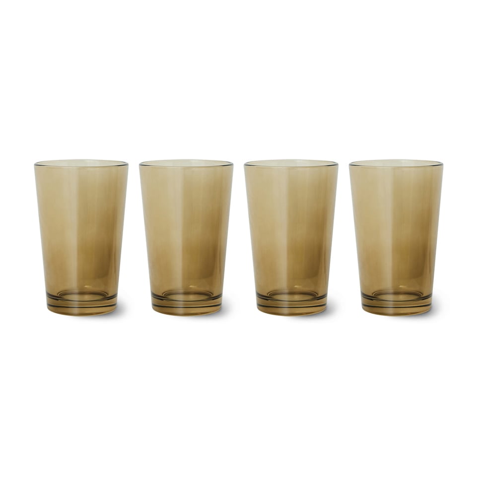 HKliving 70’s glassware teglass 20 cl 4-pakning Mud brown