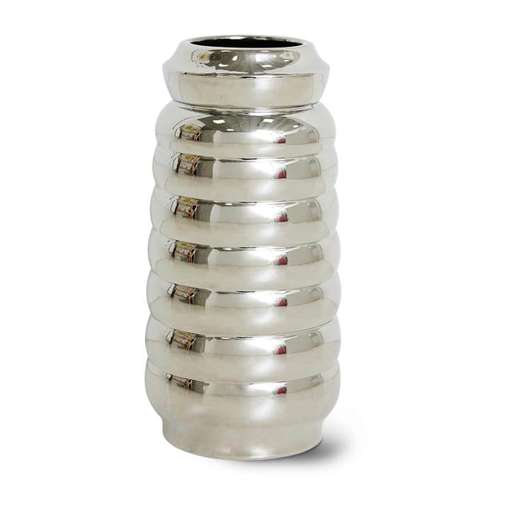 Ceramic ribble vase 28,9 cm - Chrome - HKliving