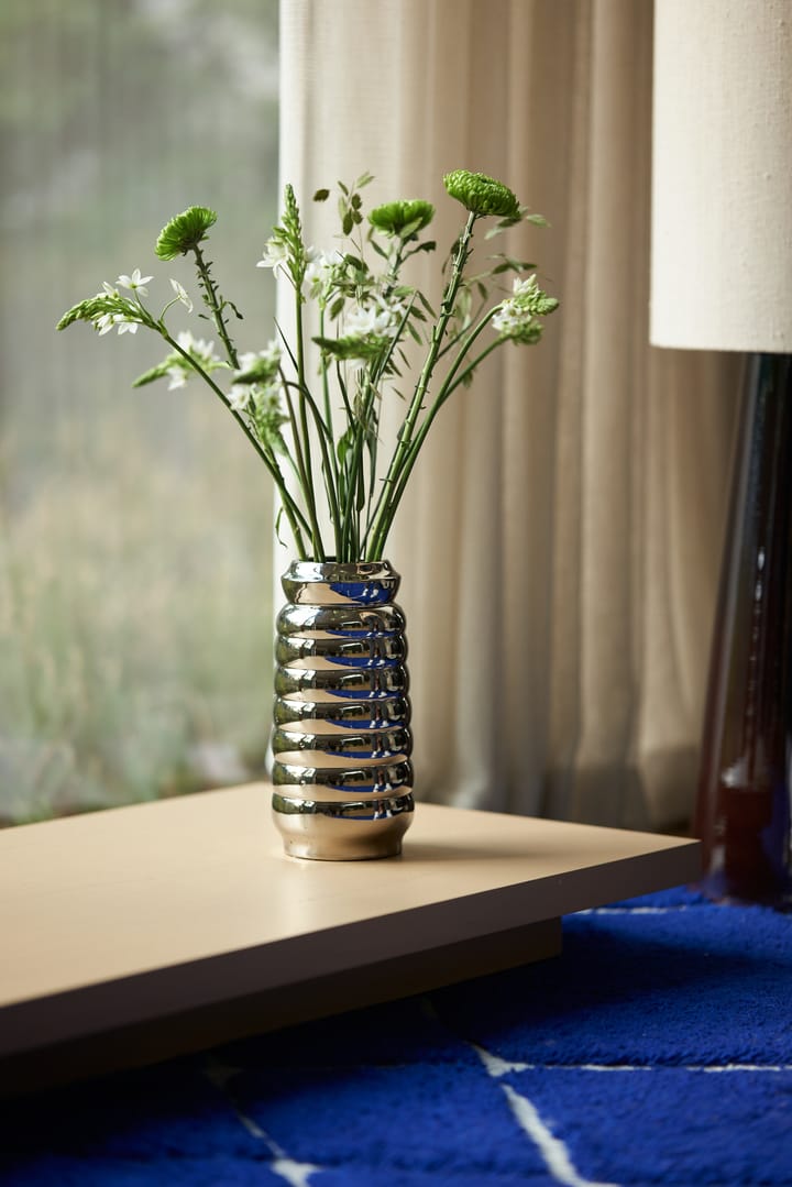 Ceramic ribble vase 28,9 cm, Chrome HKliving