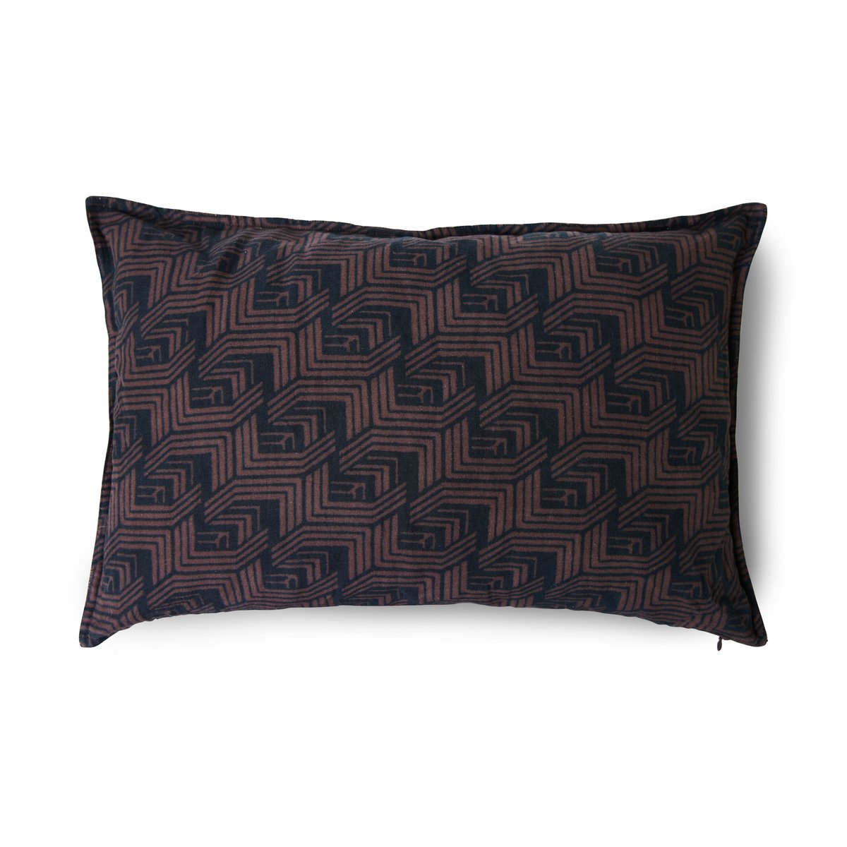 HKliving Doris Art Deco pute 60×40 cm bomull/Lin Brun-svart