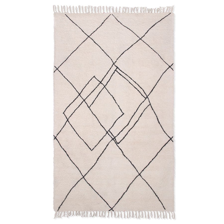 HKliving Håndvevd teppe 150×240 cm Zigzag svart-hvit