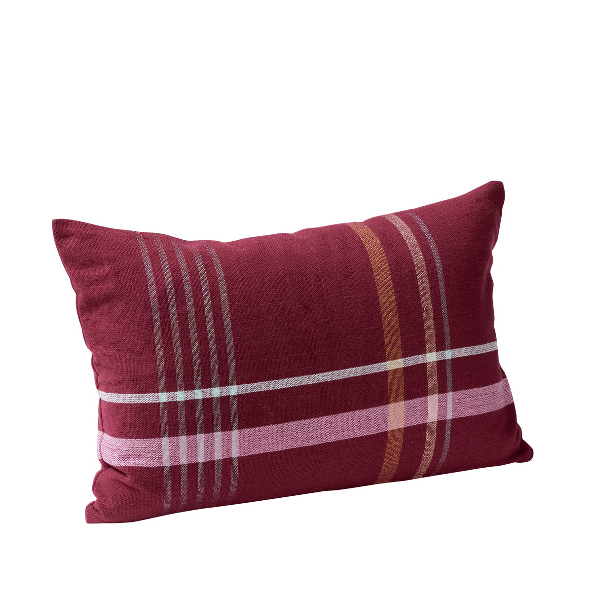 Hübsch Quadrum Woven bomull pute 40×60 cm Rødrusten-rosa