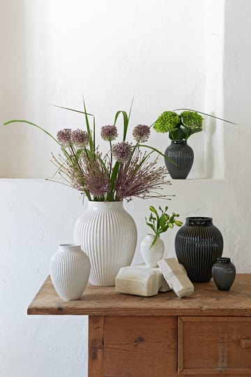 Knabstrup vase riflet 35 cm - Hvit - Knabstrup Keramik