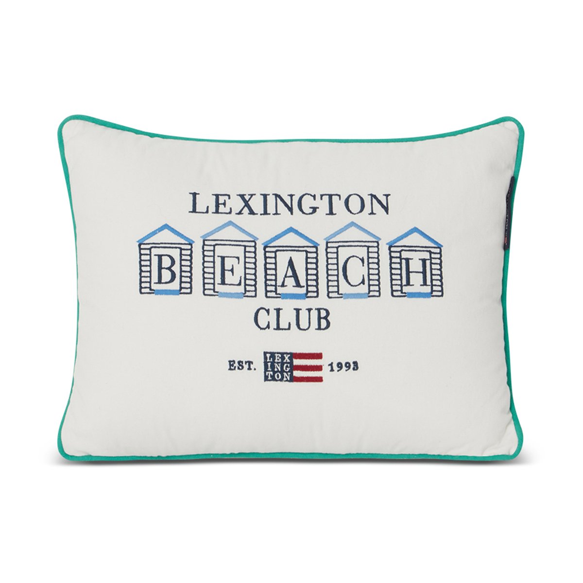 Lexington Beach Club Small Embroidered pute 30 x 40 cm Blå-hvit-grønn