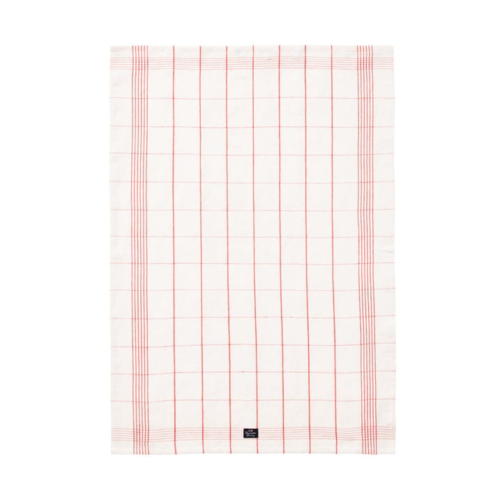 Checked Linen/Cotton kjøkkenhåndkle 50x70 cm, White-red Lexington