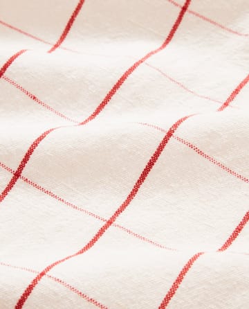 Checked Linen/Cotton kjøkkenhåndkle 50x70 cm - White-red - Lexington