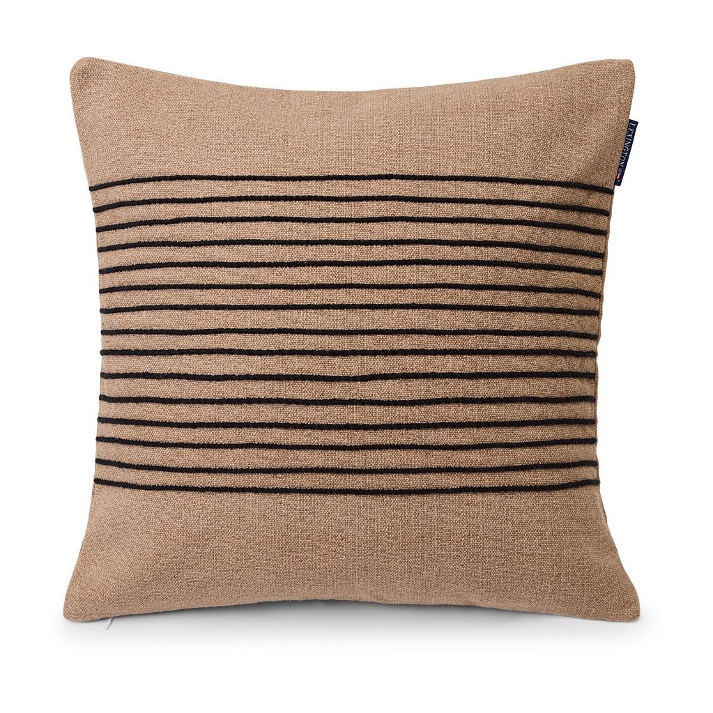 Lexington Deco Striped Cotton Canvas putetrekk 50×50 cm Beige-gray