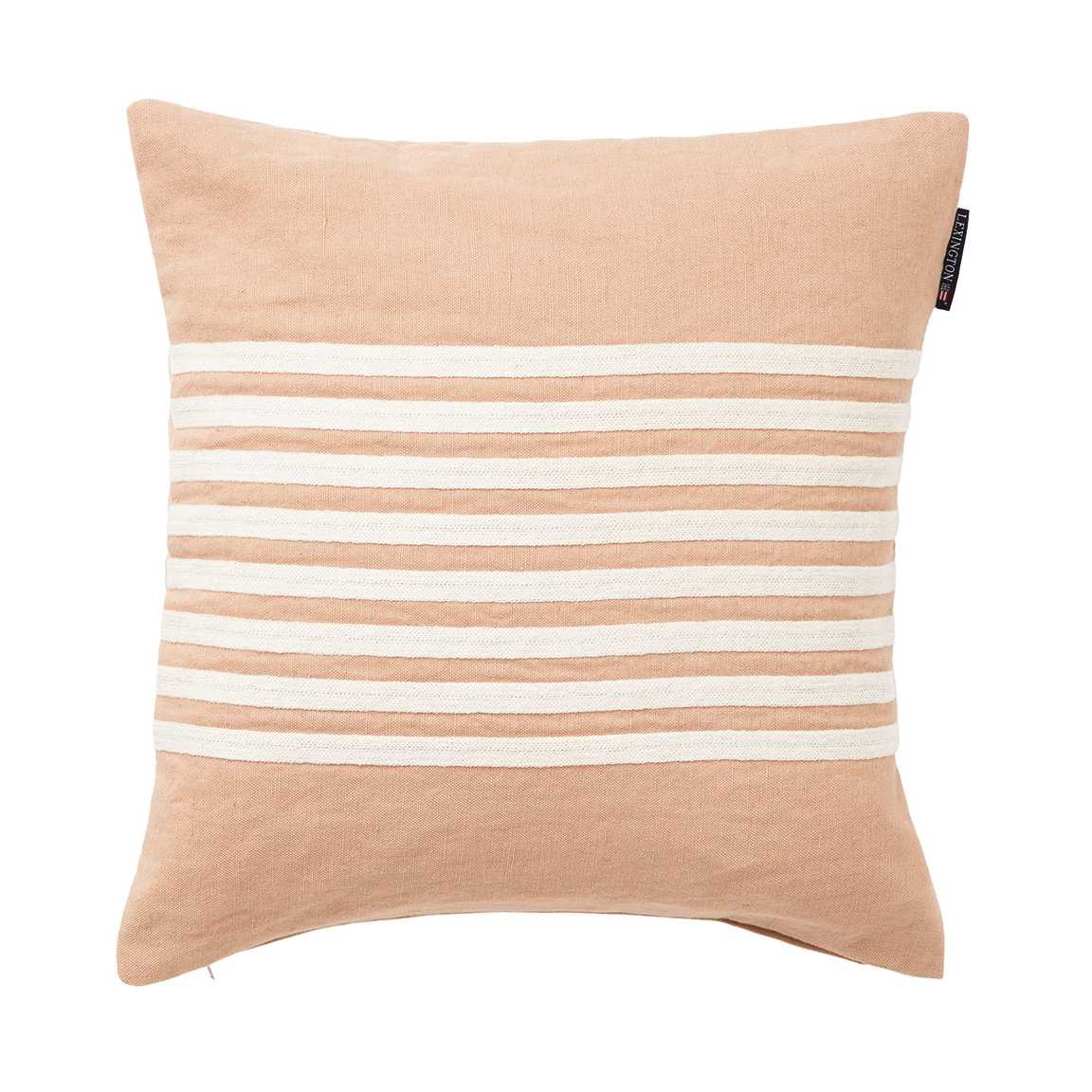 Lexington Emboidery Striped Linen/Cotton putetrekk 50×50 cm Beige-white