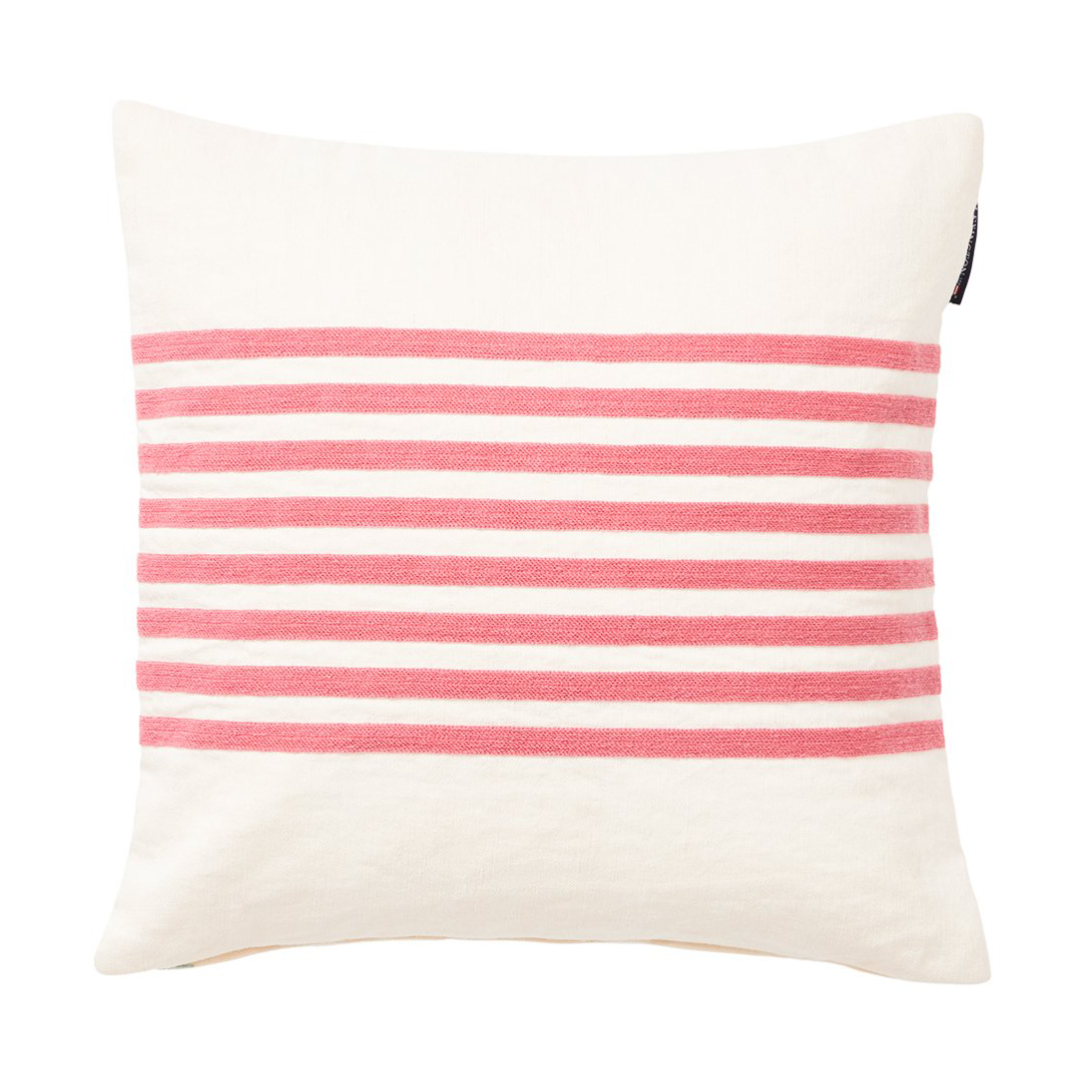 Lexington Emboidery Striped Linen/Cotton putetrekk 50×50 cm Off White-red