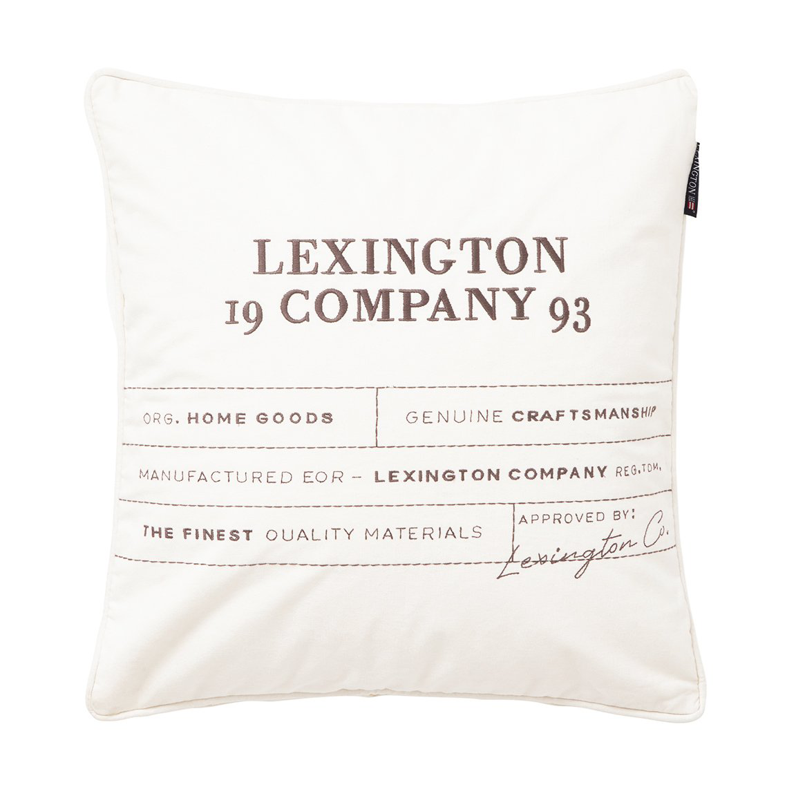 Lexington Logo Organic Cotton Canvas putetrekk 50×50 cm White