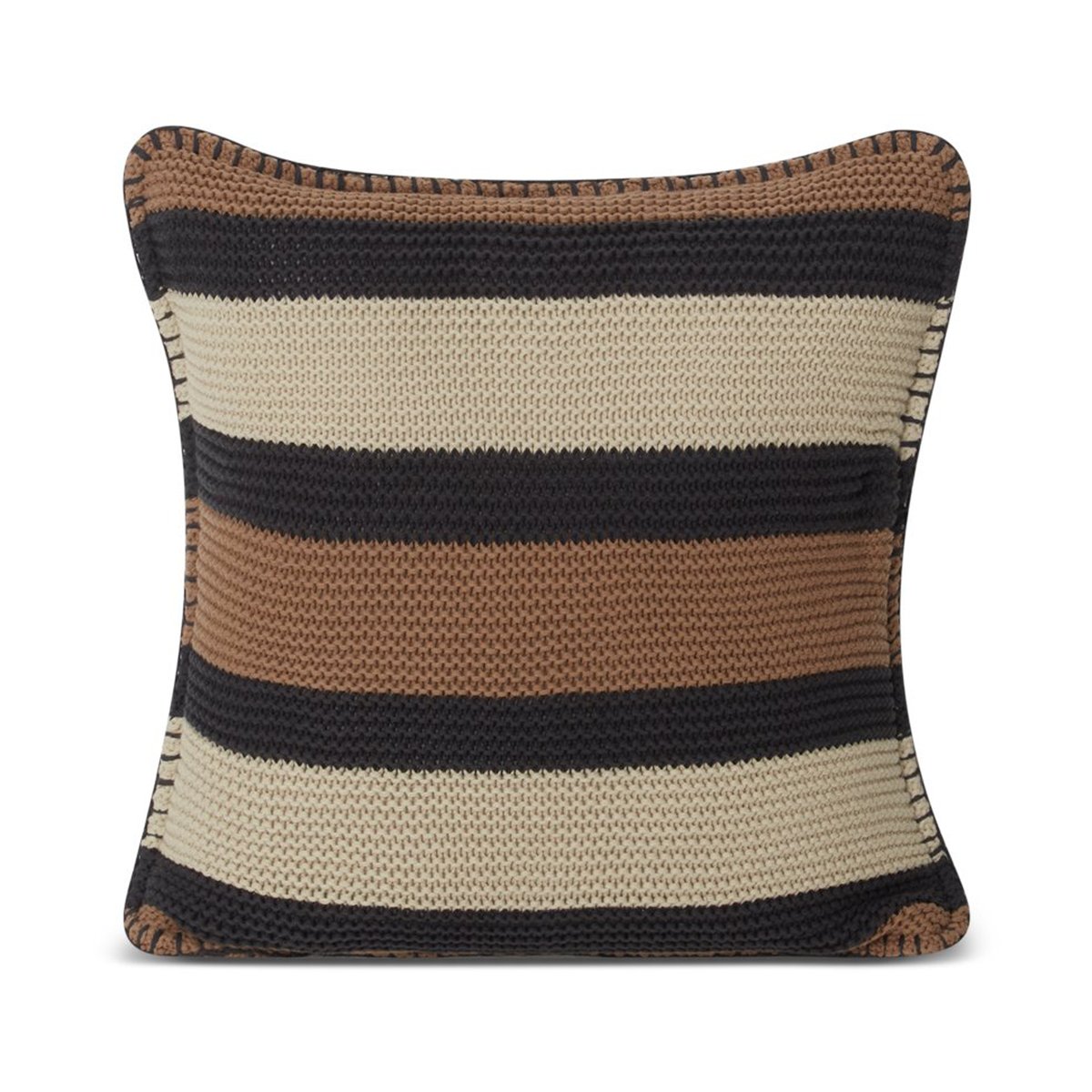 Lexington Striped Knitted Cotton putetrekk 50 x 50 cm Brown-dark gray-light beige