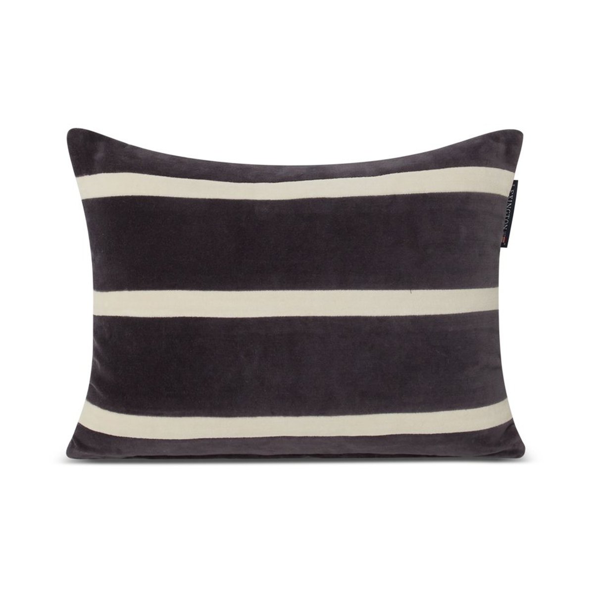 Lexington Striped Organic Cotton Velvet pute 30 x 40 cm Dark gray-light beige