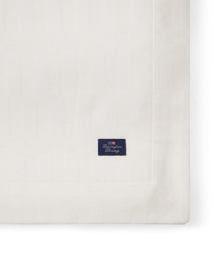 White Jacquard Cotton duk 150x350 cm, Hvit Lexington