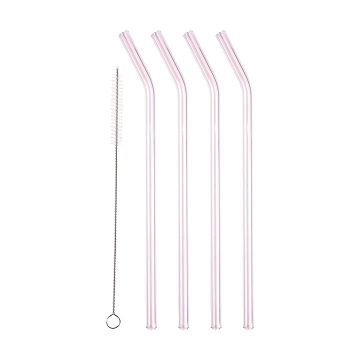 Lyngby Glas sugerør 21,5 cm 4-pk - Pink - Lyngby Glas