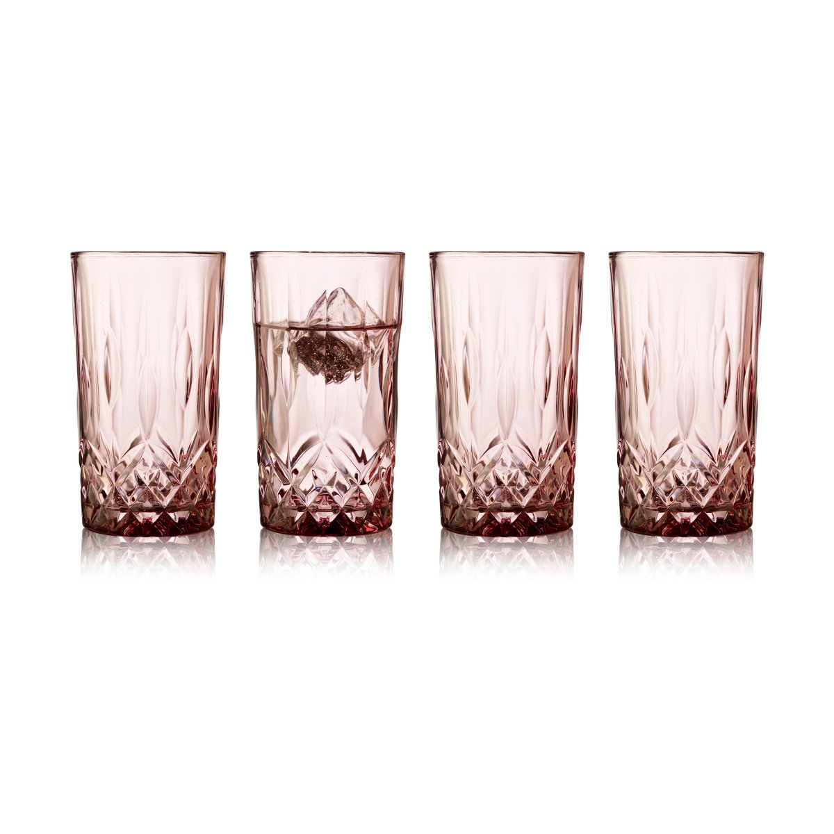 Lyngby Glas Sorrento highball glass 38 cl 4-pakning Pink