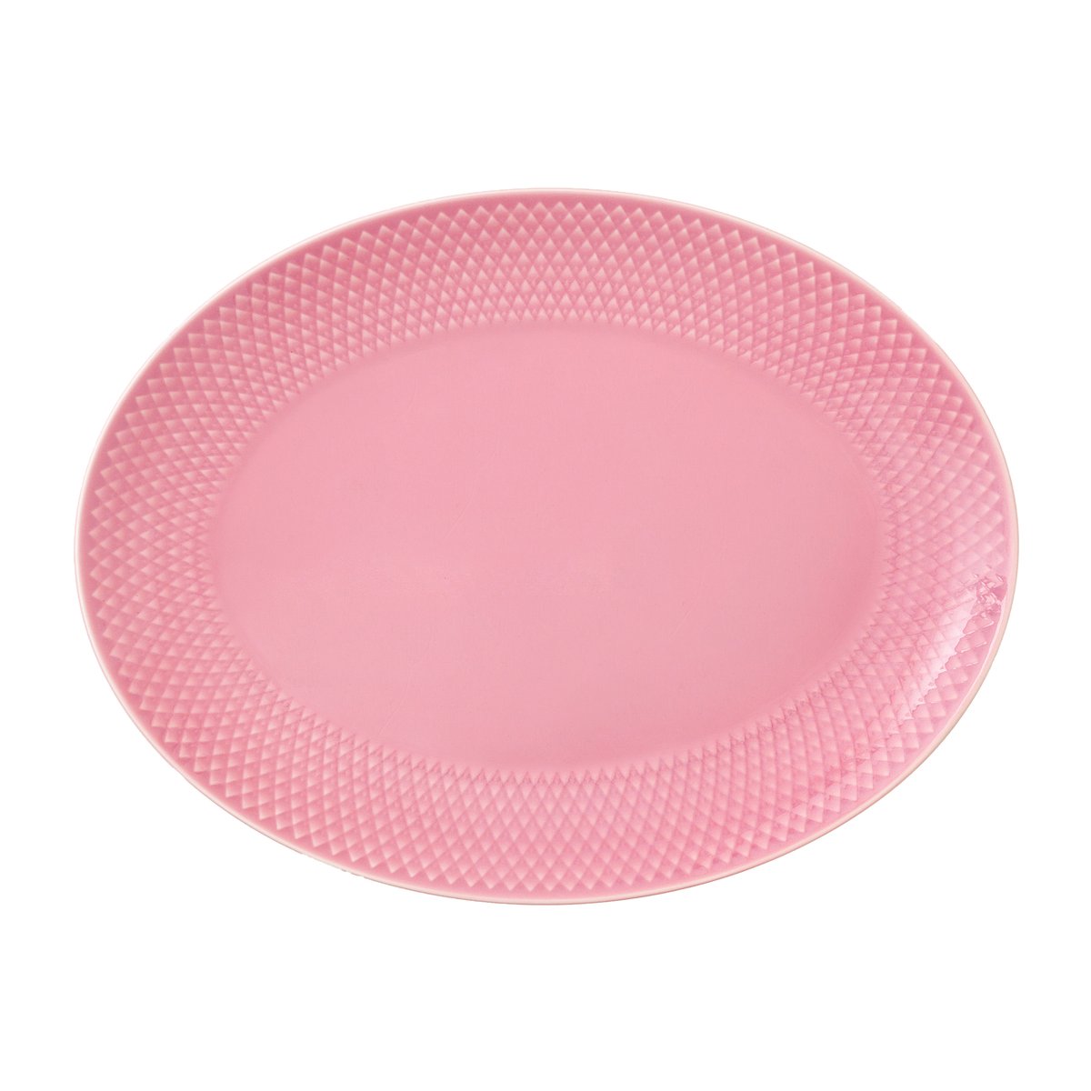 Lyngby Porcelæn Rhombe ovalt serveringsfat 21,5 x 28,5 cm Rosa