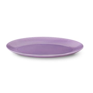 Rhombe ovalt serveringsfat 35x26,5 cm - Lyselilla - Lyngby Porcelæn